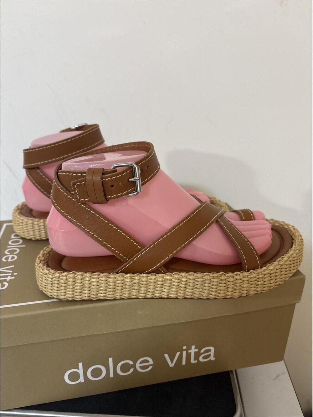 *Dolce Vita Roxie Sandal Brown Leather Ankle Strap Size 7 Sold Out Revolve WBox - Picture 3 of 16